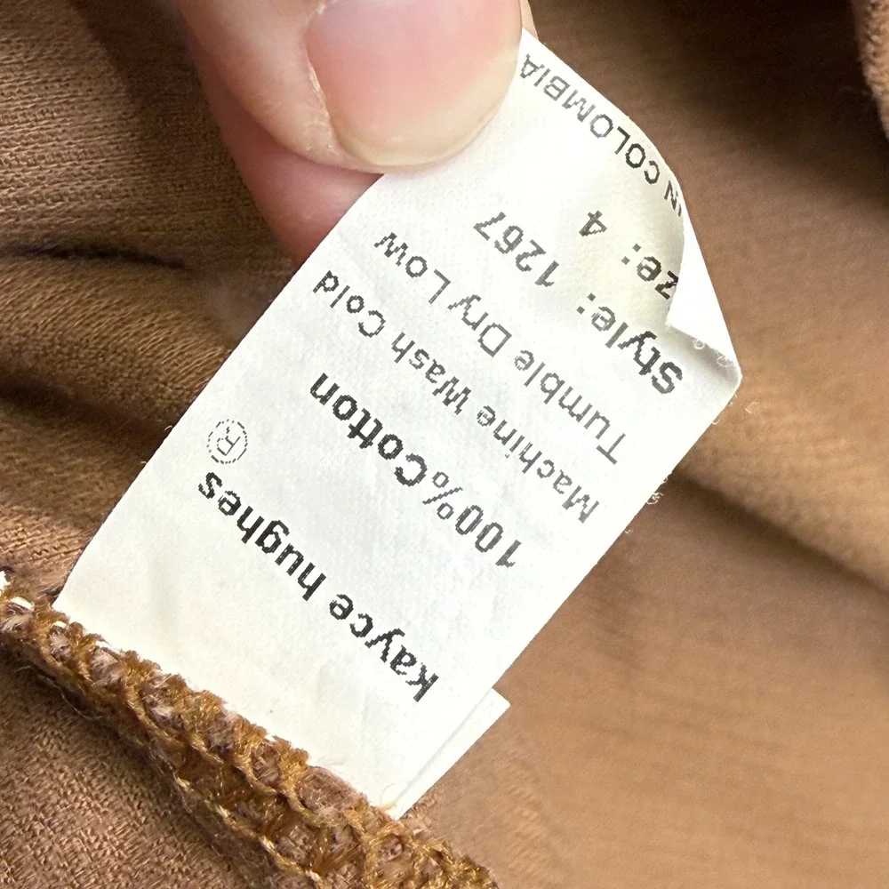 Kayce Hughes Womens Brown Corduroy Shift Dress Size 4 Long Sleeve White‎ Piping